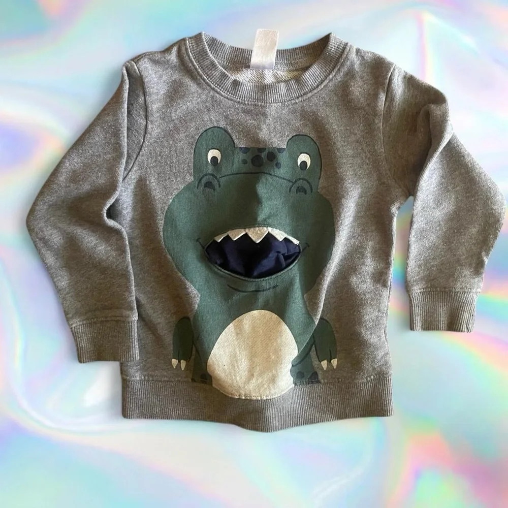 Carter's Gray Sweatshirt with Green Dinosaur Design